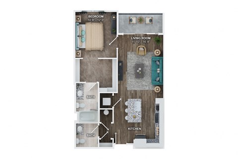 Unit A1A floor plan at Fairmont at South Lake, Bowie, 20716